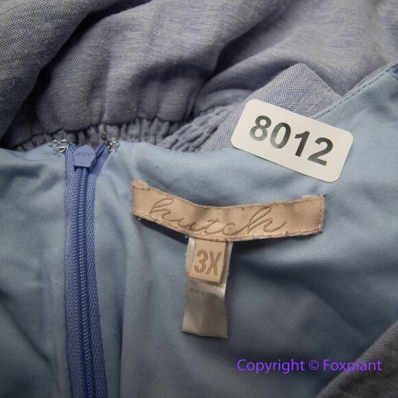 Anthropologie HUTCH blue Dress scalloped elastic waistline, size 3X - Picture 14 of 16